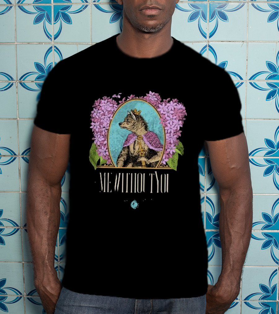 Me Without You Cat In Regal Attire With Sapphire Accent And Purple Floral Frame T-Shirt