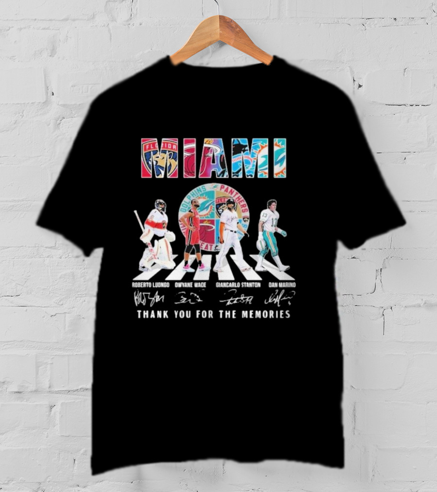 Miami Dolphins Panthers Heat Marlins Marino Luongo Wade Stanton Thank You For The Memories T-Shirt