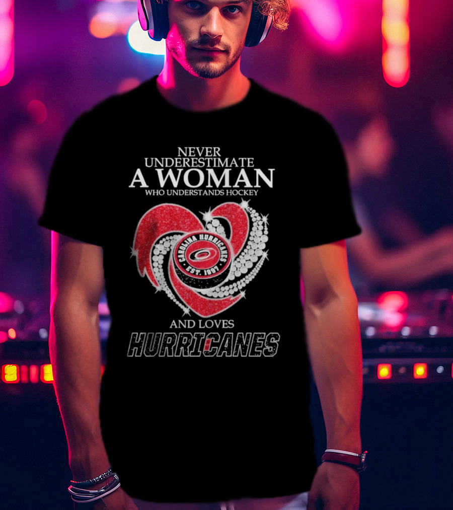 Never Underestimate A Woman Who Understands Hockey And Loves Carolina Hurricanes Est. 1997 T-Shirt