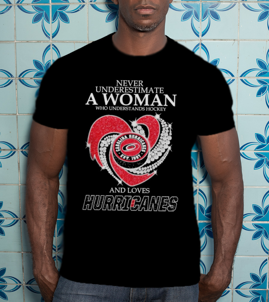 Never Underestimate A Woman Who Understands Hockey And Loves Carolina Hurricanes Est. 1997 T-Shirt