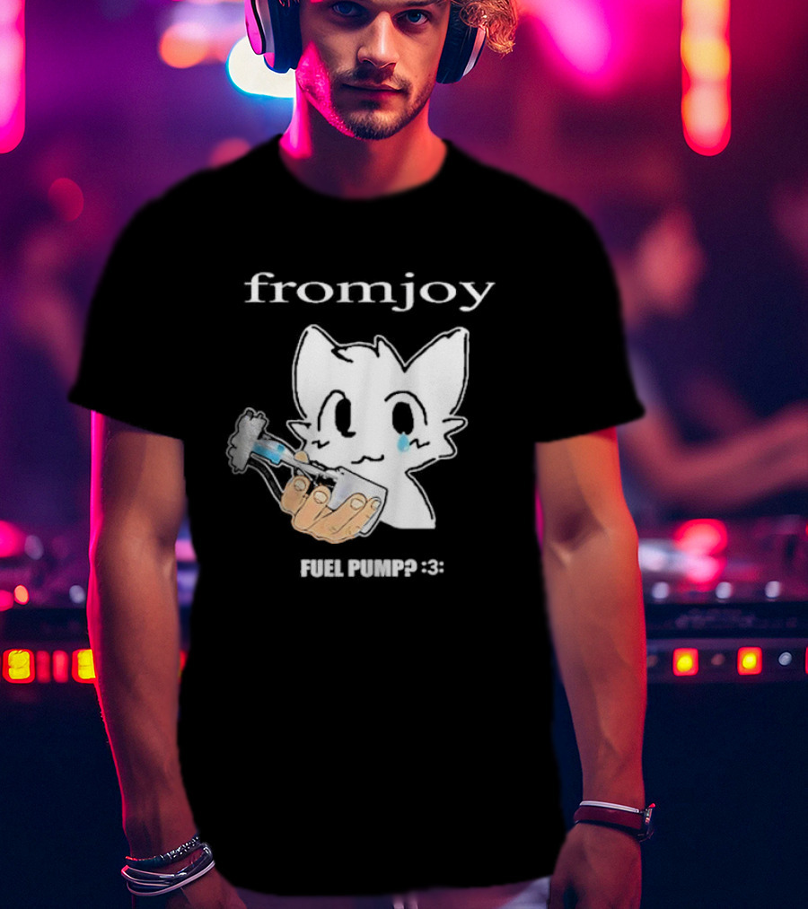 Fromjoy Fuel Pump Cute Cartoon With Tearful Cat Face T-Shirt