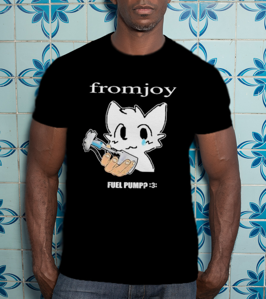 Fromjoy Fuel Pump Cute Cartoon With Tearful Cat Face T-Shirt