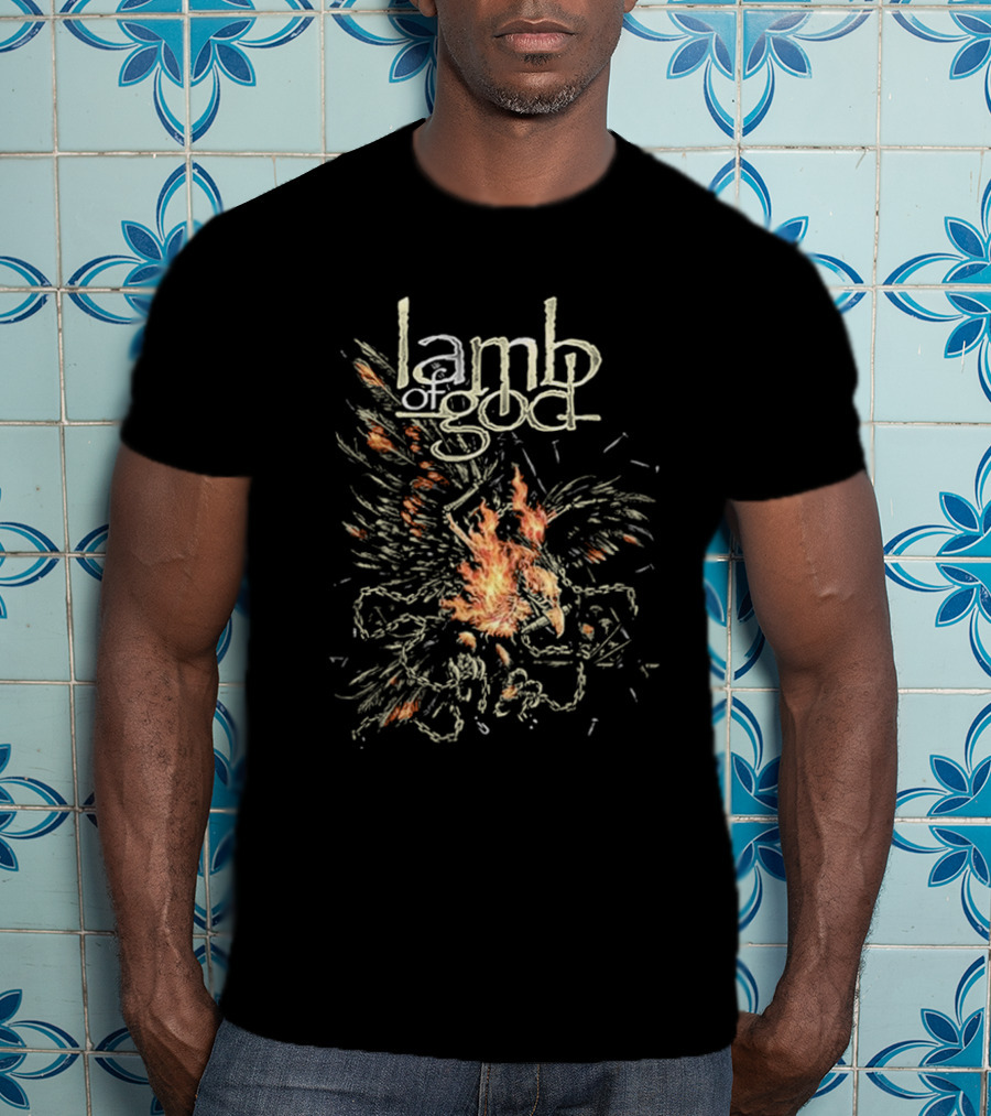 Lamb Of God Flaming Phoenix With Chains T-Shirt