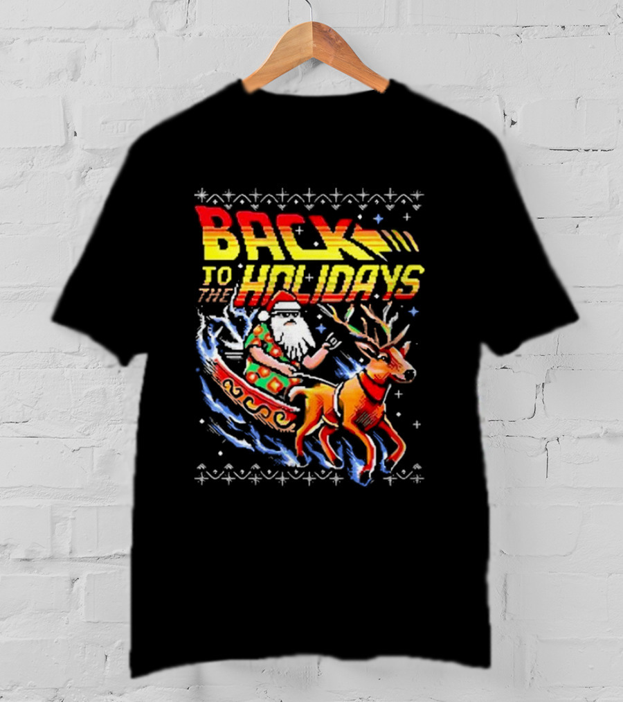 BACK TO THE HOLIDAYS Santa In His Sleigh X Back To The Future Ugly Christmas T-Shirt