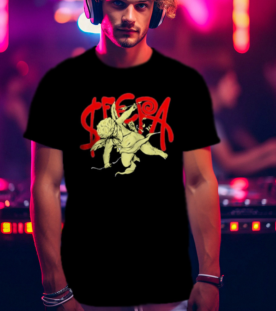 Sfera Ebbasta Cupido Cherub Red Lettering T-Shirt