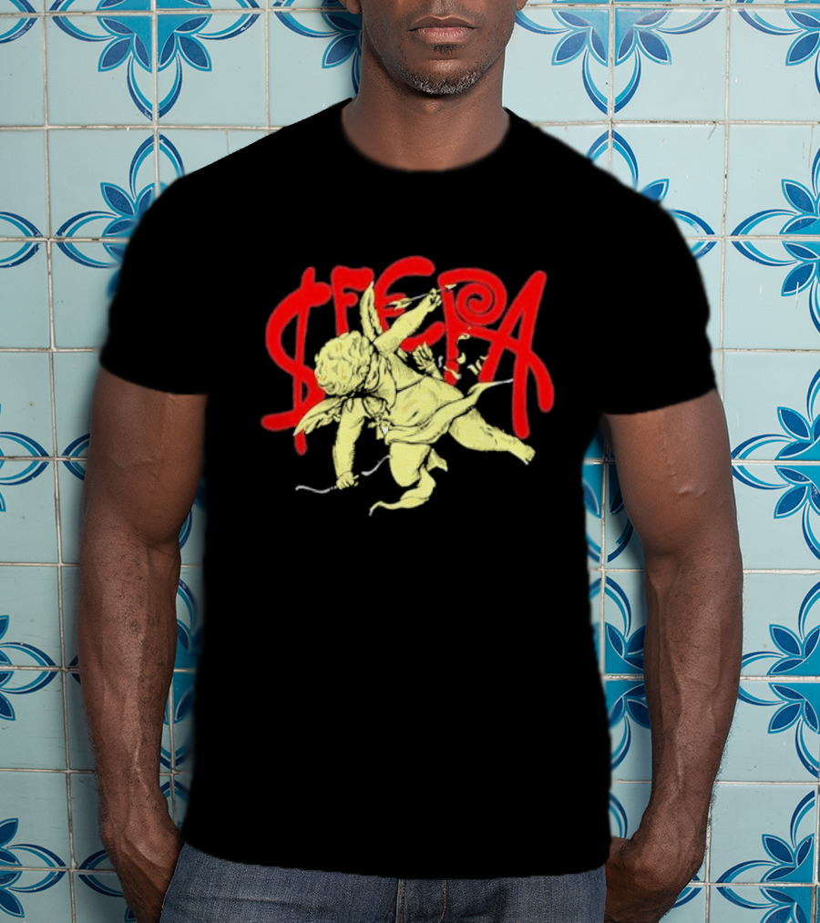 Sfera Ebbasta Cupido Cherub Red Lettering T-Shirt