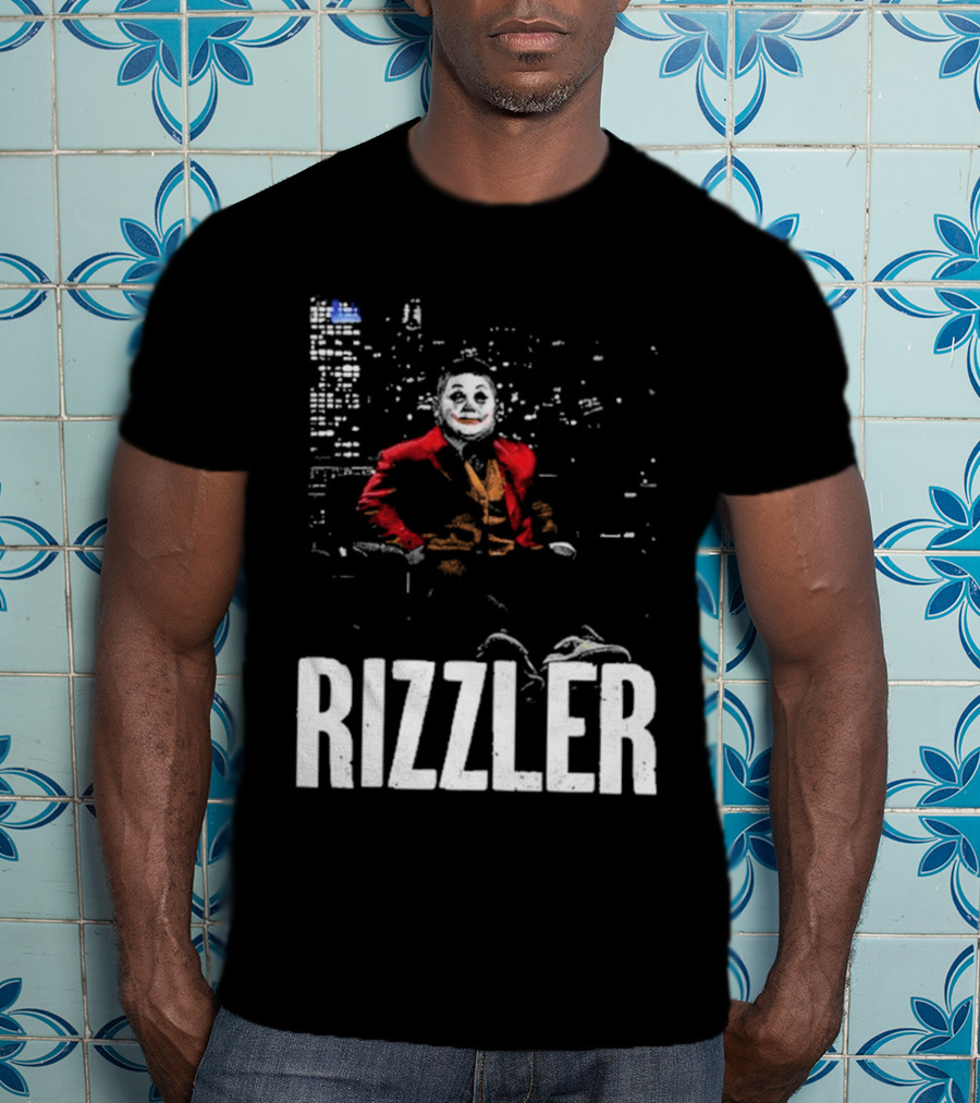 Rizzler Shitheadsteve Joker Style Cityscape Background T-Shirt