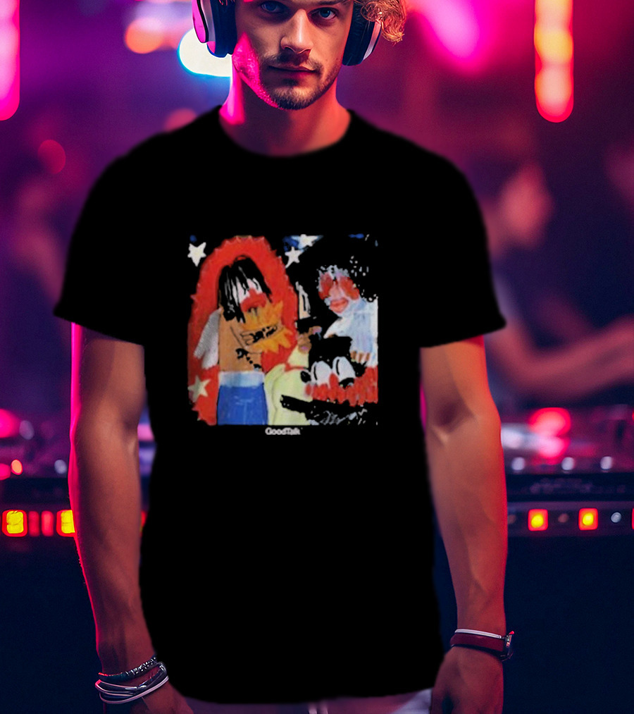 Gigi Goodtalk Skaiwater Artwork With Stars And Cartoon Figures T-Shirt