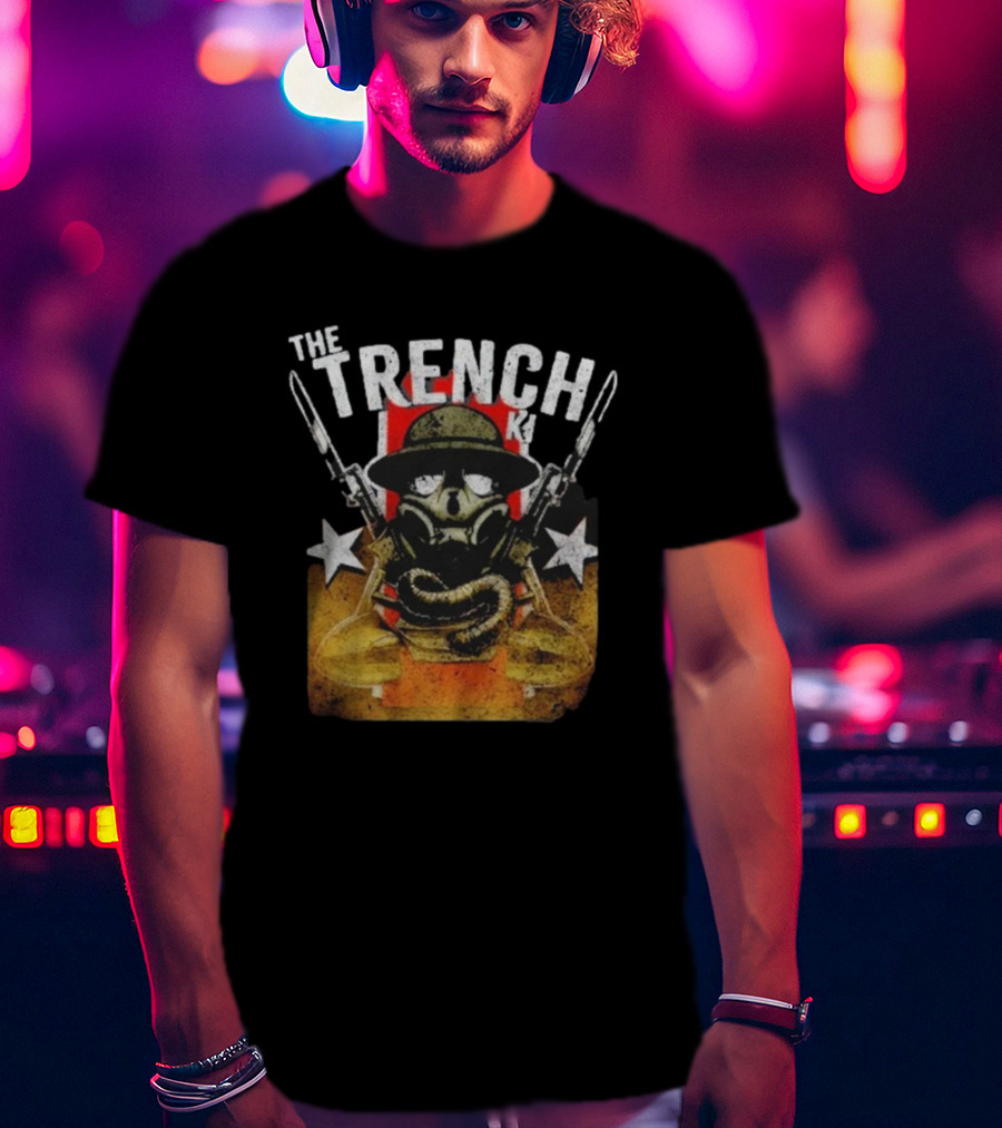 The Fat Electrician The Trench King Soldier Gas Mask Stars T-Shirt