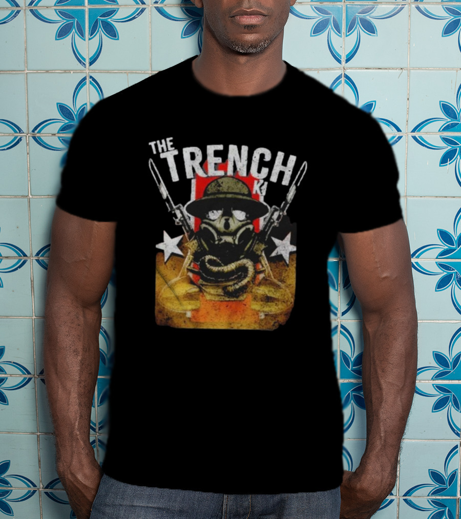 The Fat Electrician The Trench King Soldier Gas Mask Stars T-Shirt