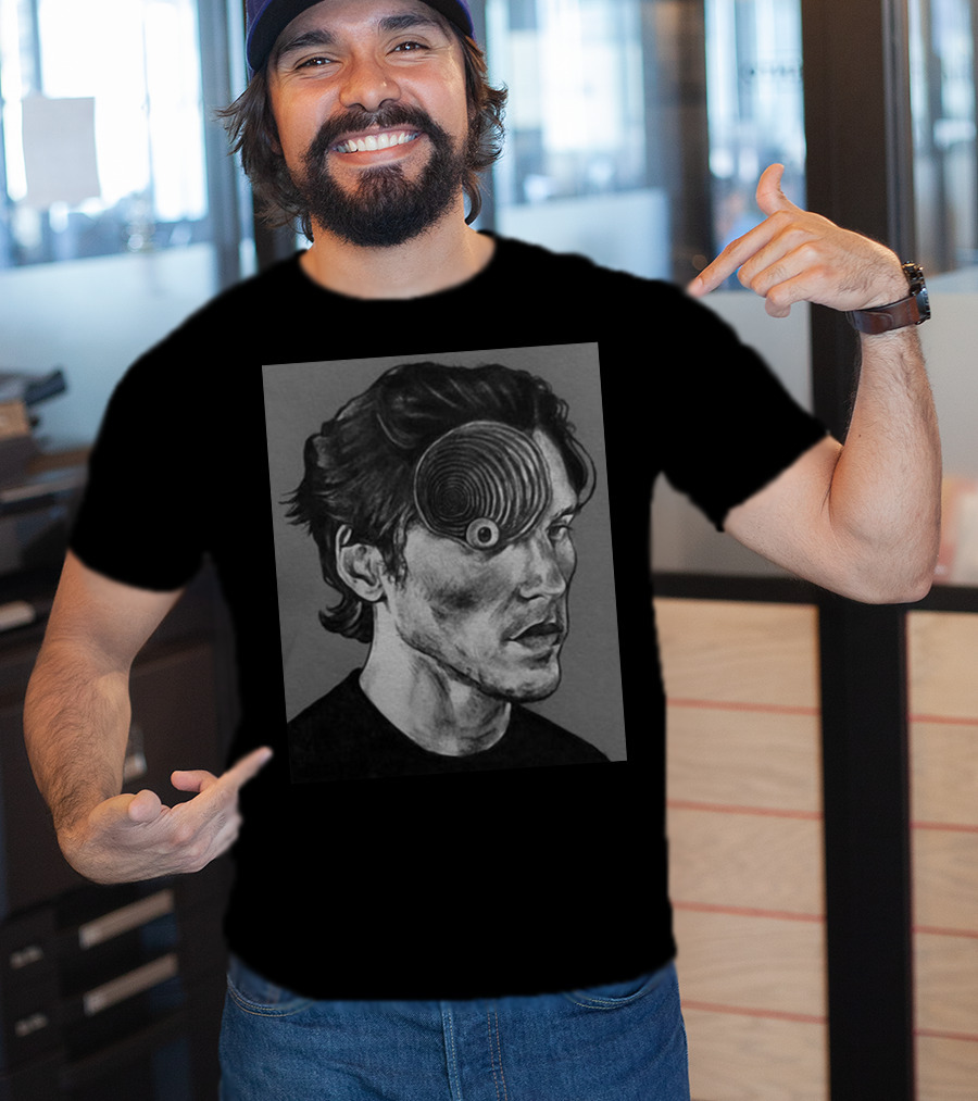 Ceo Of Jermart Jerma Uzumaki Manga Style Portrait Optical Illusion T-Shirt