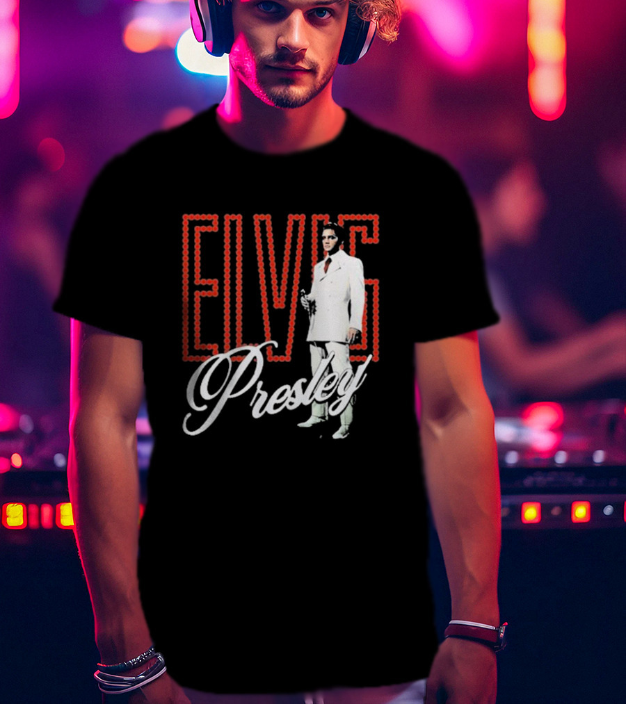 Elvis Presley White Suit Retro Lights T-Shirt