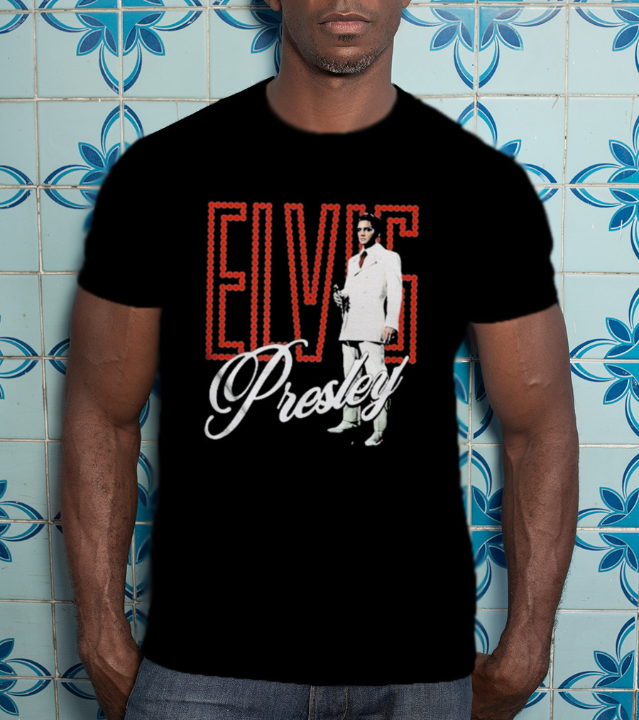 Elvis Presley White Suit Retro Lights T-Shirt