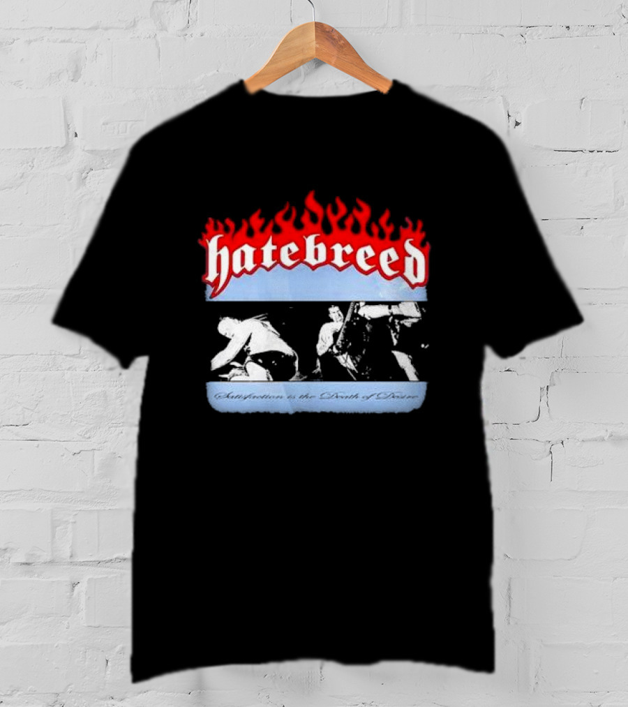 Hatebreed Flames Satisfaction Is The Death Of Desire Black And White Band Scene T-Shirt