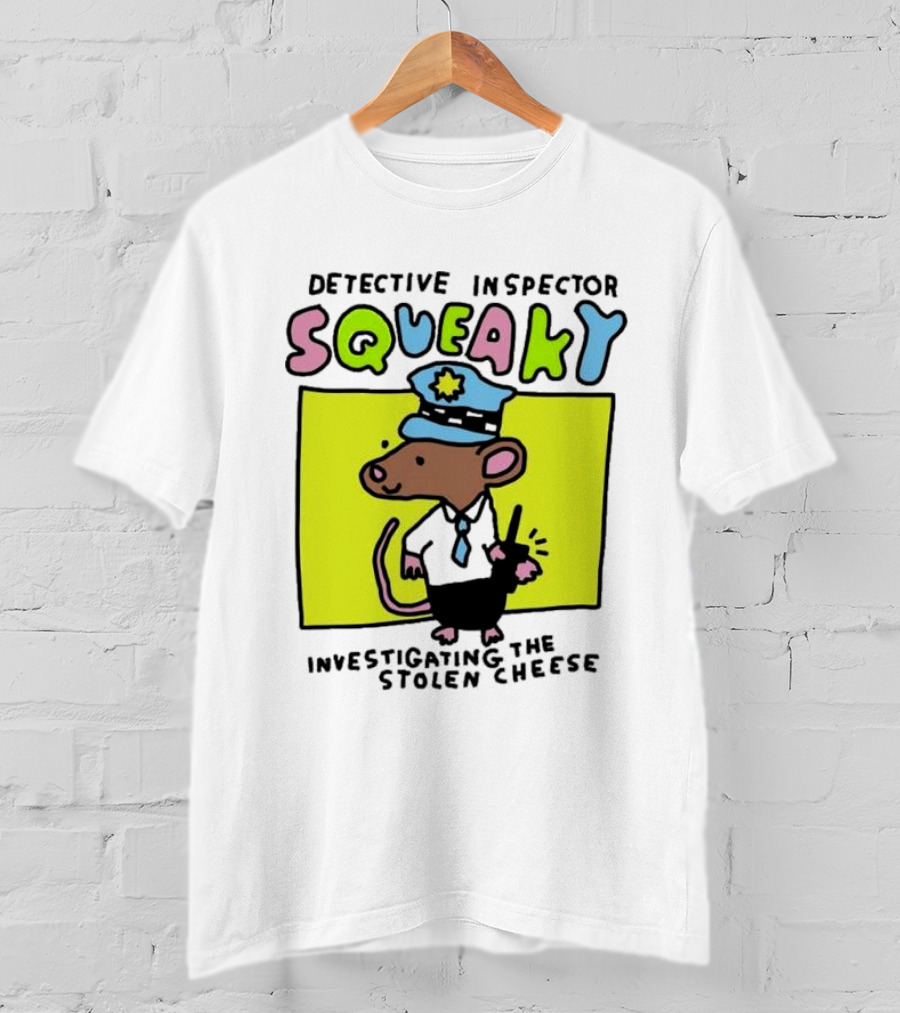 Detective Inspector Squeaky Investigating The Stolen Cheese Mouse Policeman Cartoon T-Shirt