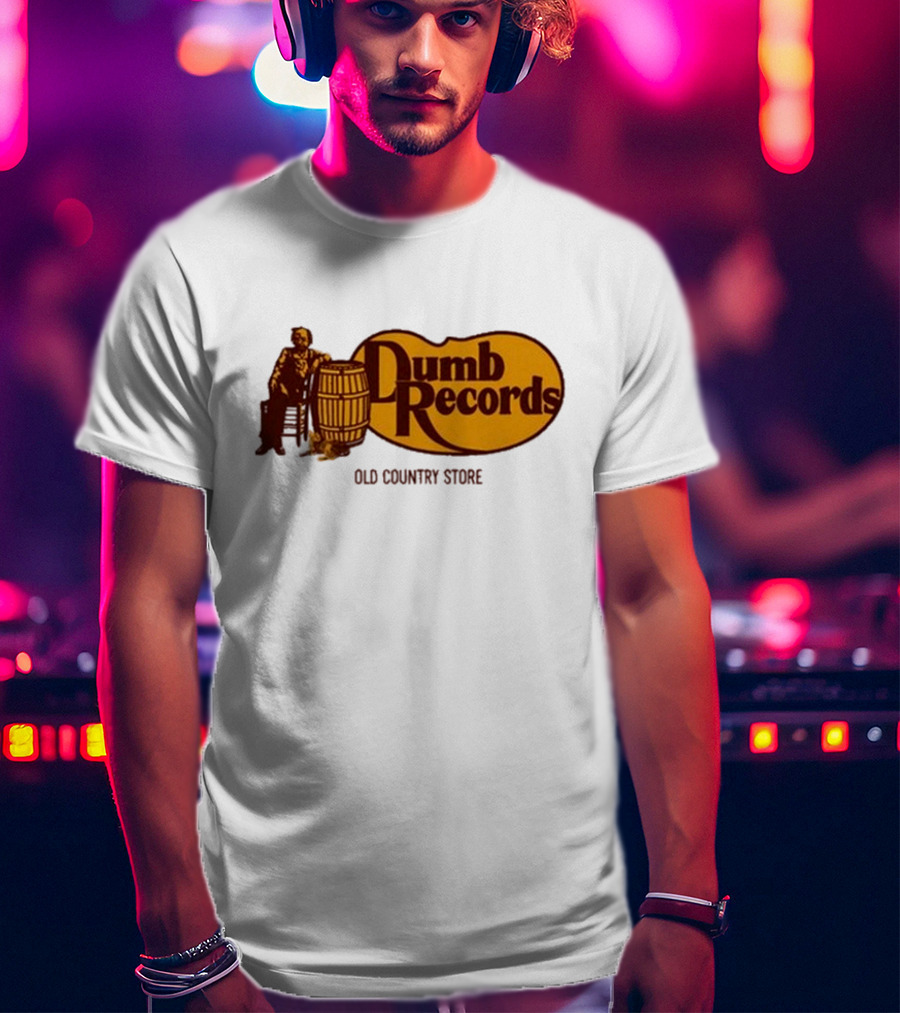 Dumb Records Old Country Store Barrel And Seated Figure T-Shirt