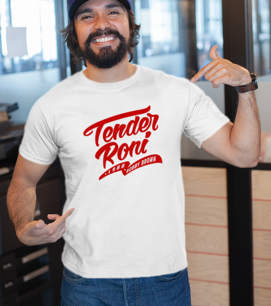 Tender Roni 1988 Bobby Brown Bold Red Lettering T-Shirt