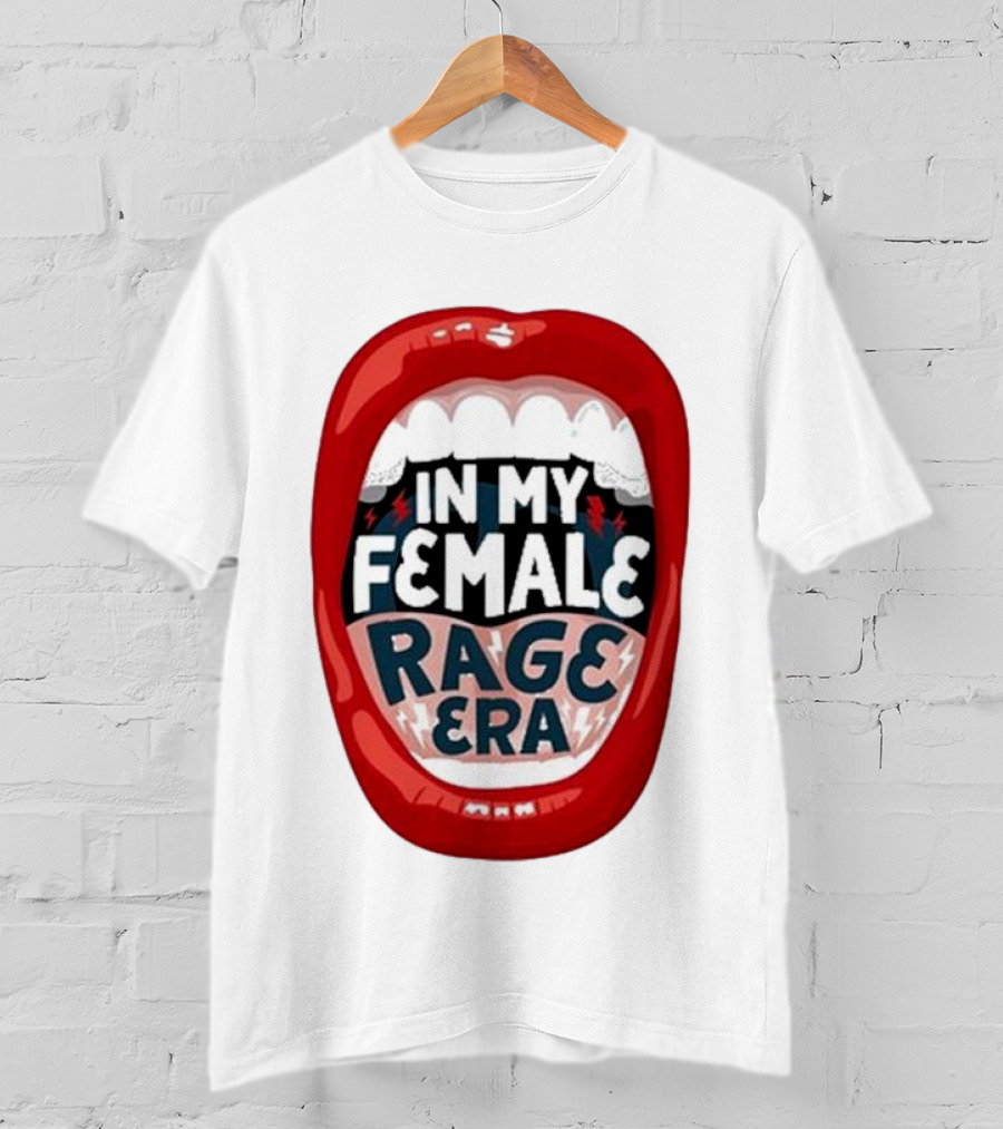 The Reswiftance In My Female Rage Era Red Lips Bold Typography T-Shirt