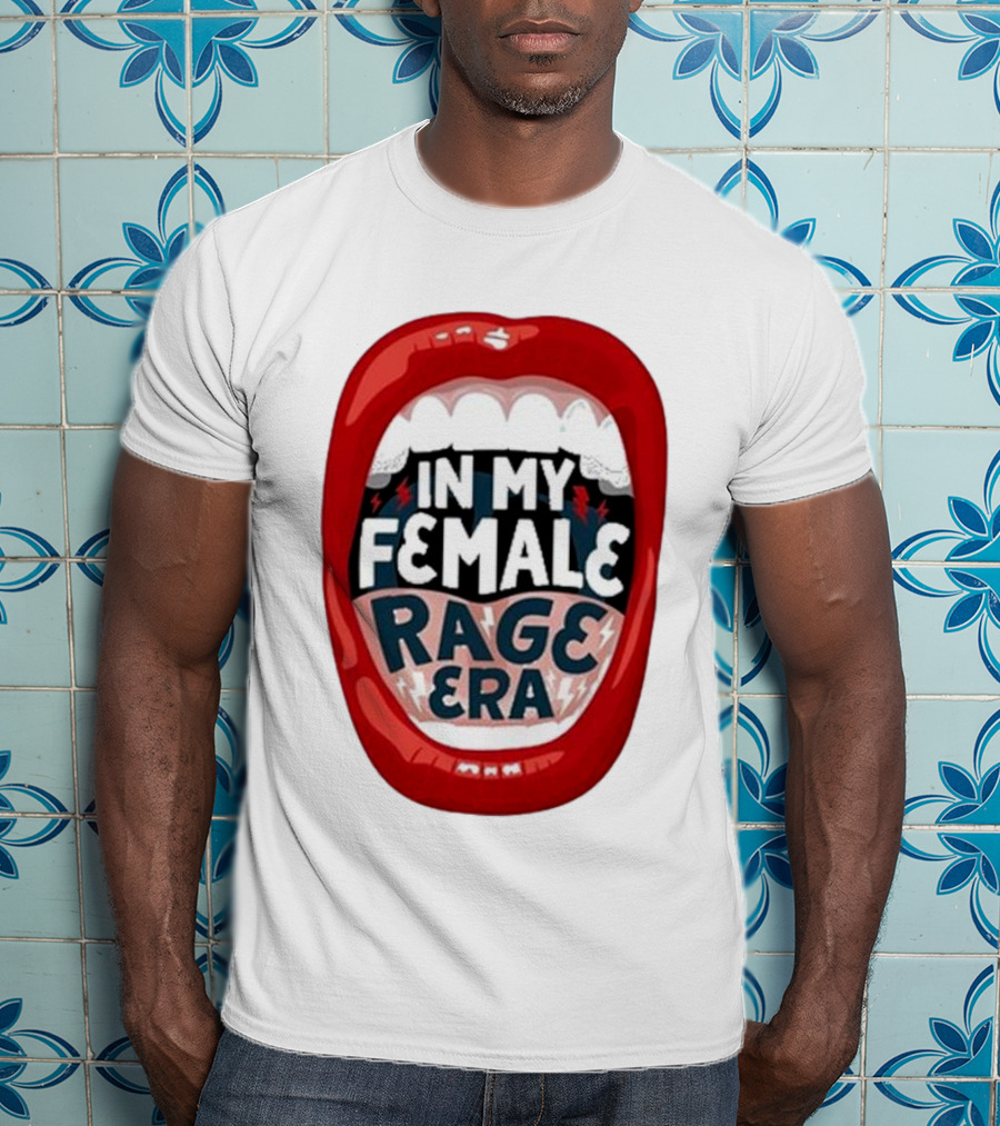 The Reswiftance In My Female Rage Era Red Lips Bold Typography T-Shirt