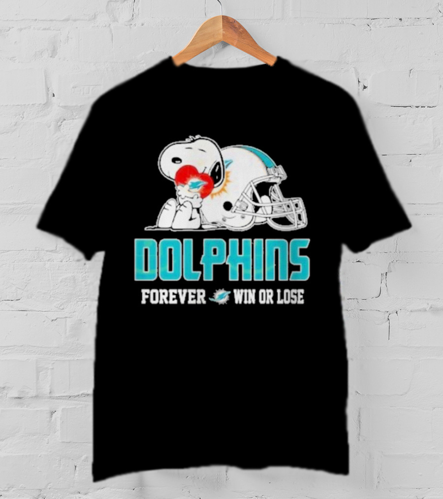 Dolphins Forever Win Or Lose Snoopy Miami Helmet T-Shirt