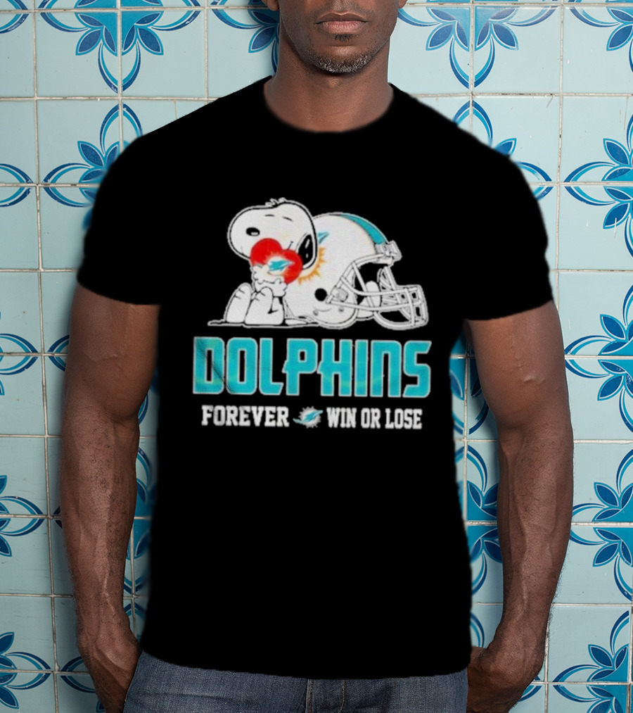Dolphins Forever Win Or Lose Snoopy Miami Helmet T-Shirt