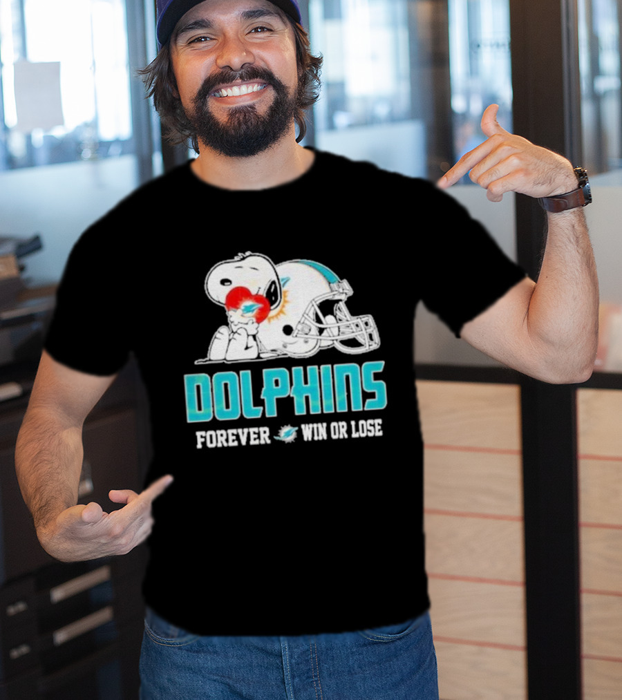 Dolphins Forever Win Or Lose Snoopy Miami Helmet T-Shirt