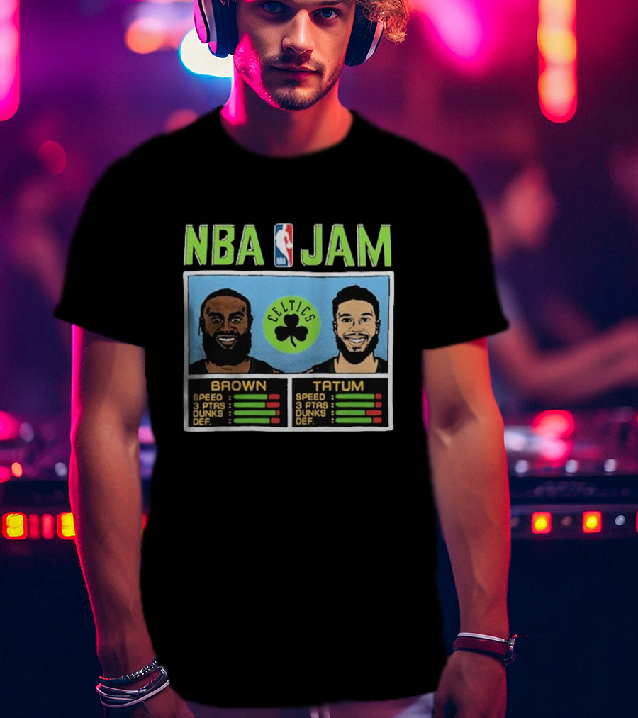 Nba Jam Celtics Brown Tatum Stats T-Shirt