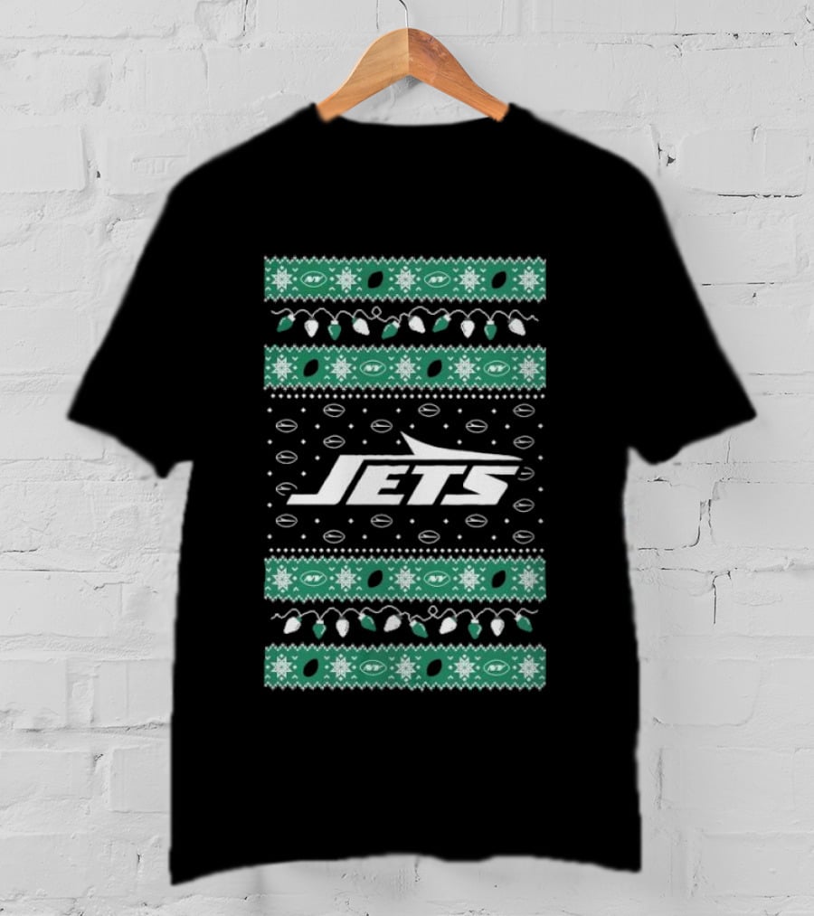 New York Jets Christmas Lights Holiday T-Shirt
