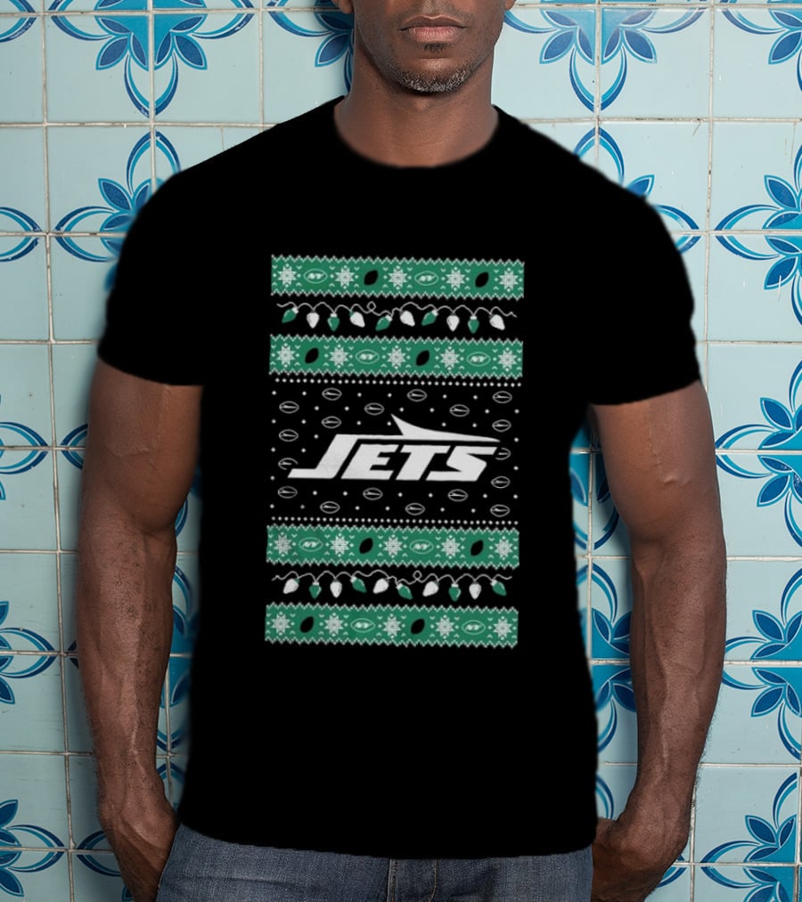 New York Jets Christmas Lights Holiday T-Shirt