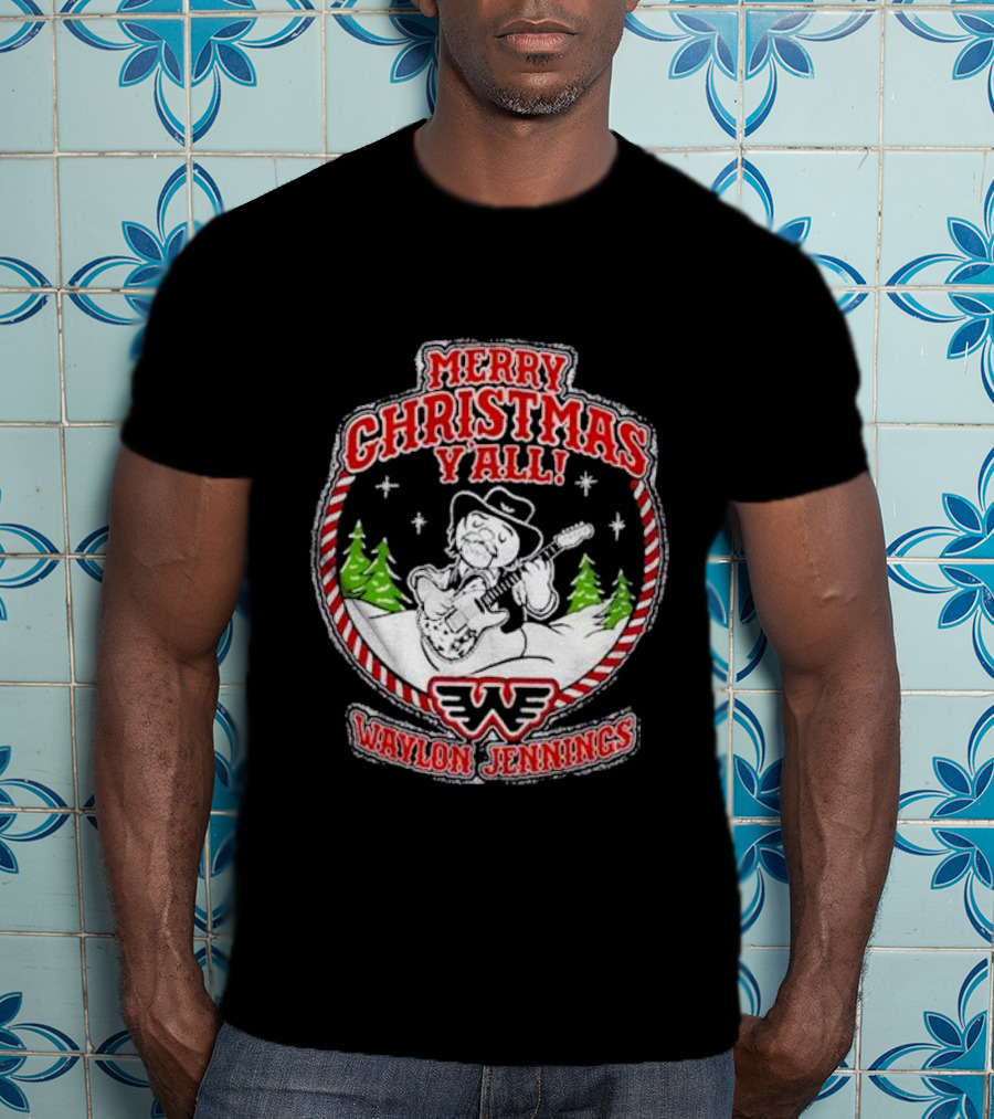Merry Christmas Y'all Waylon Jennings T-Shirt