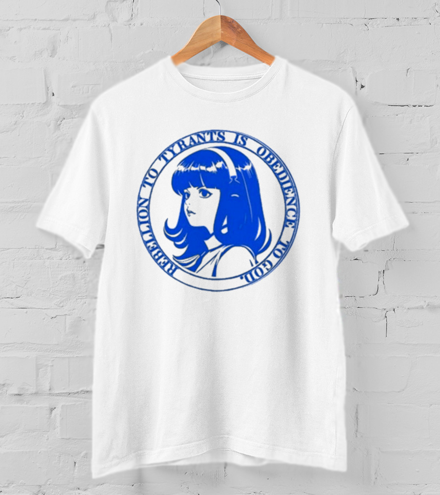 Rebellion To Tyrants Is Obedience To God Blue Anime T-Shirt