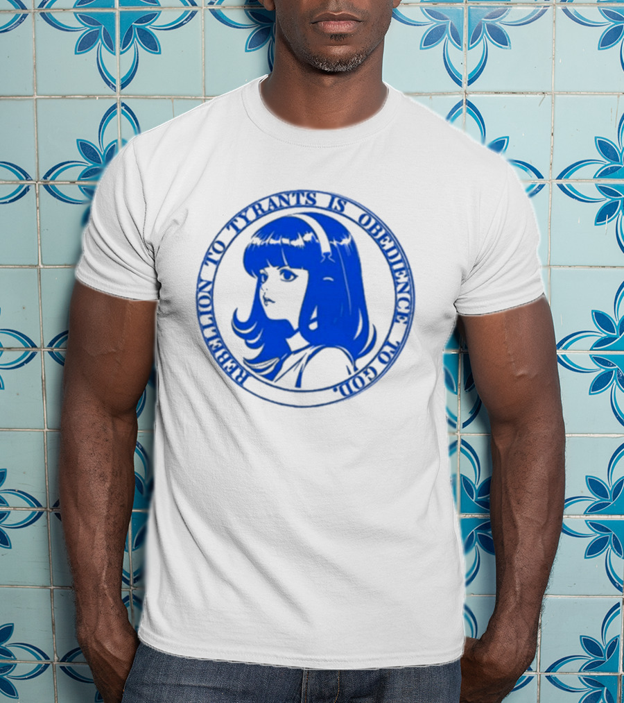 Rebellion To Tyrants Is Obedience To God Blue Anime T-Shirt