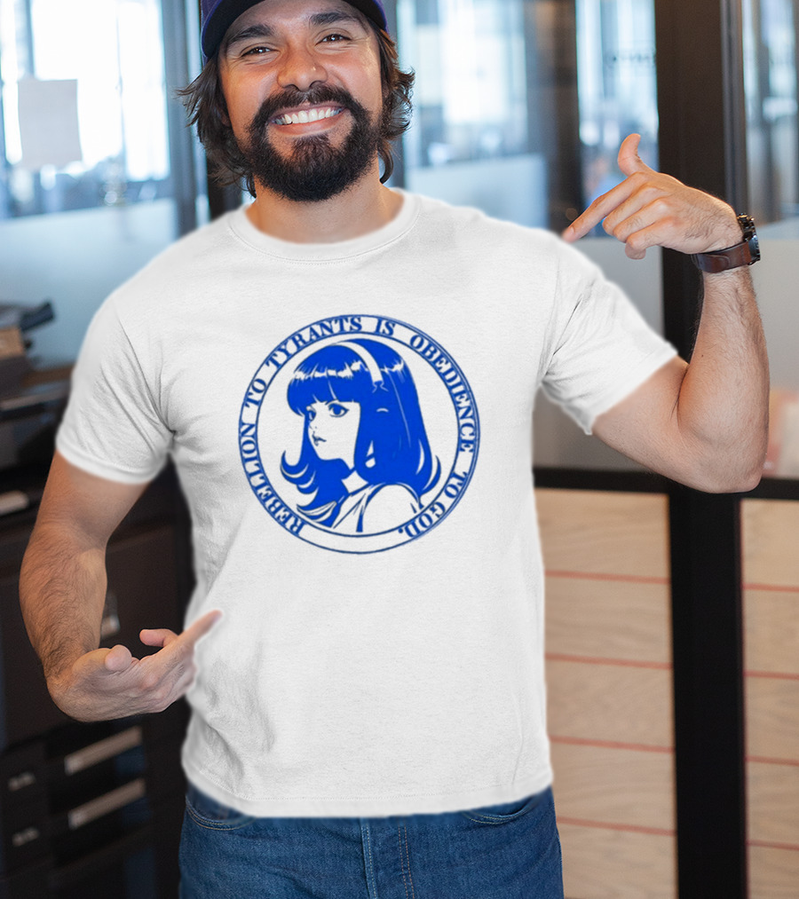 Rebellion To Tyrants Is Obedience To God Blue Anime T-Shirt