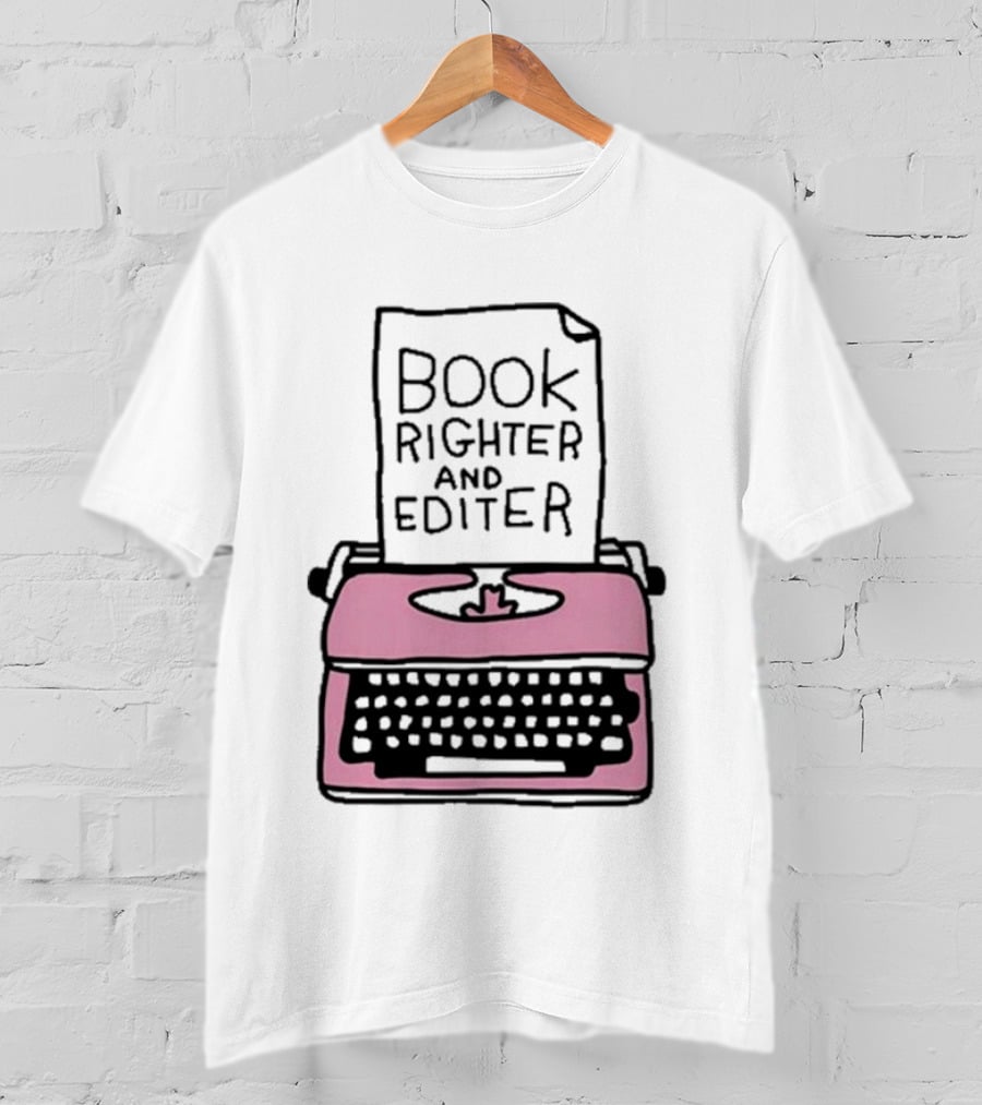 Book Righter And Editer Typo Pink Typewriter T-Shirt