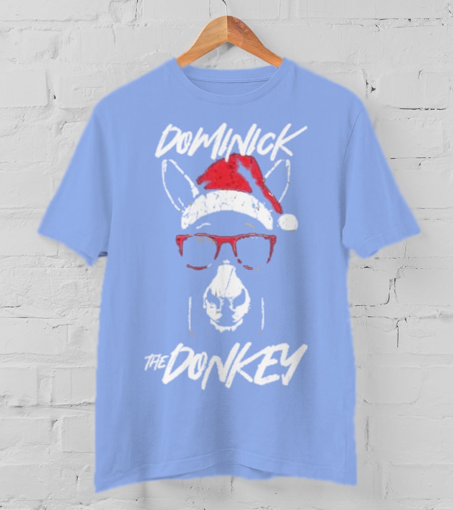 Dominick The Donkey Santa Hat Christmas Holiday T-Shirt