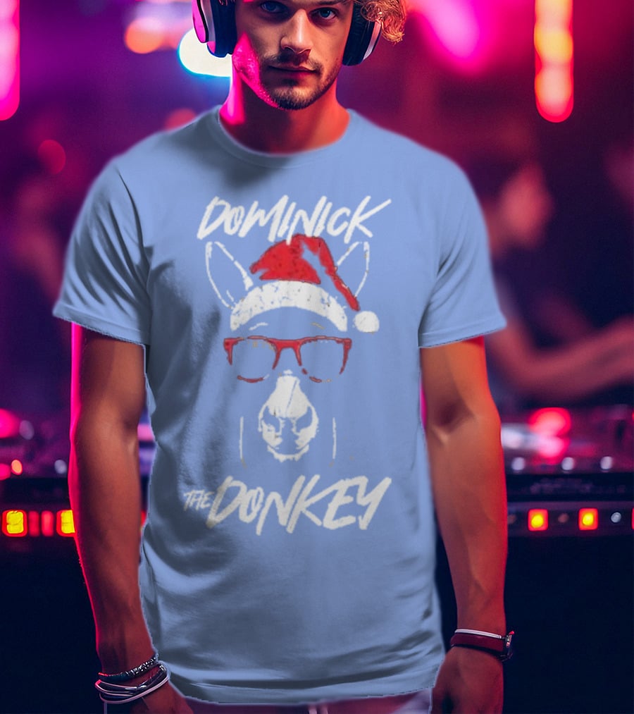 Dominick The Donkey Santa Hat Christmas Holiday T-Shirt