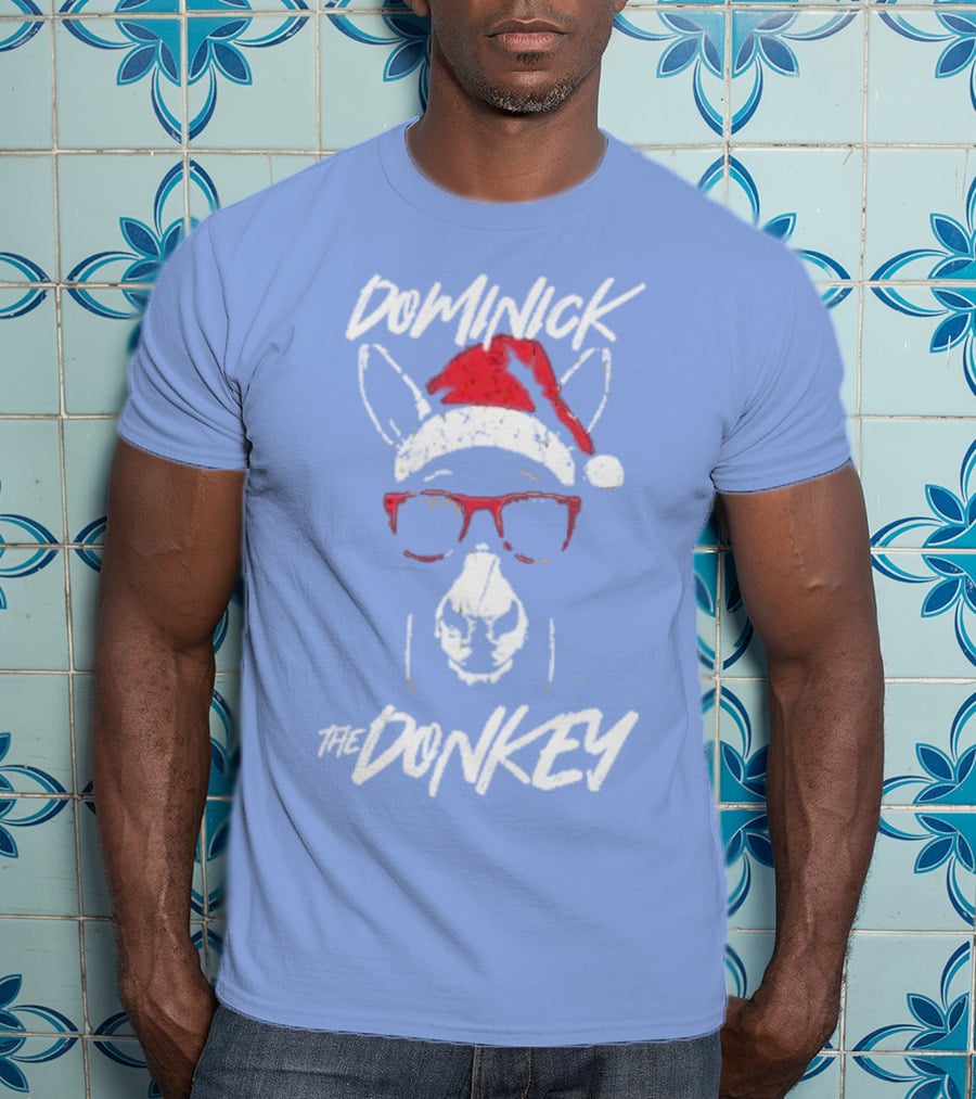 Dominick The Donkey Santa Hat Christmas Holiday T-Shirt
