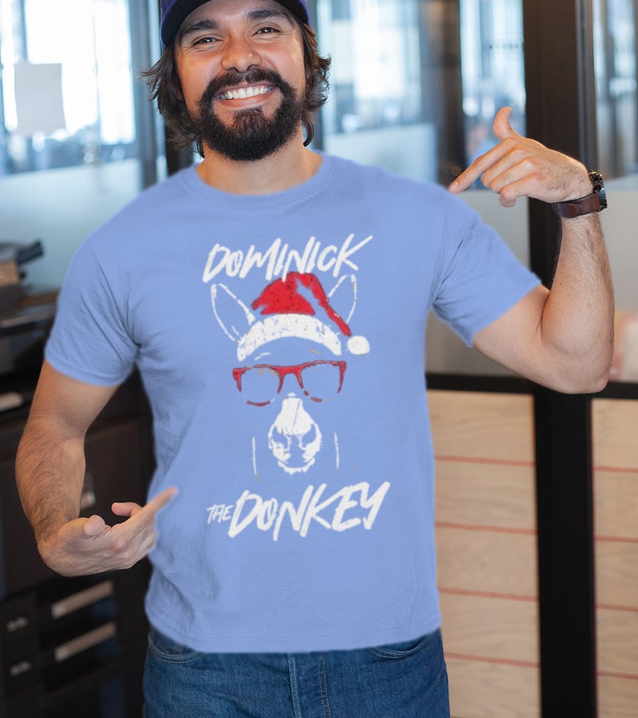 Dominick The Donkey Santa Hat Christmas Holiday T-Shirt