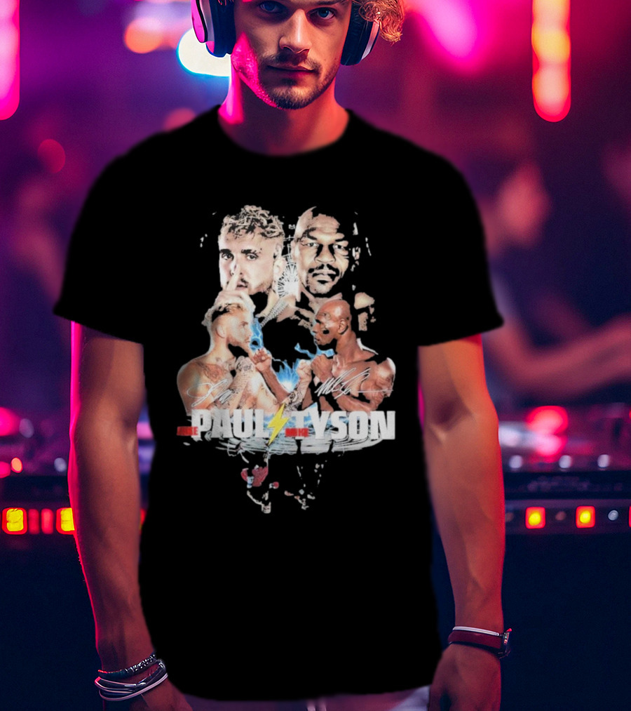 Jake Paul Mike Tyson Signature Lightning Faceoff Collaboration T-Shirt