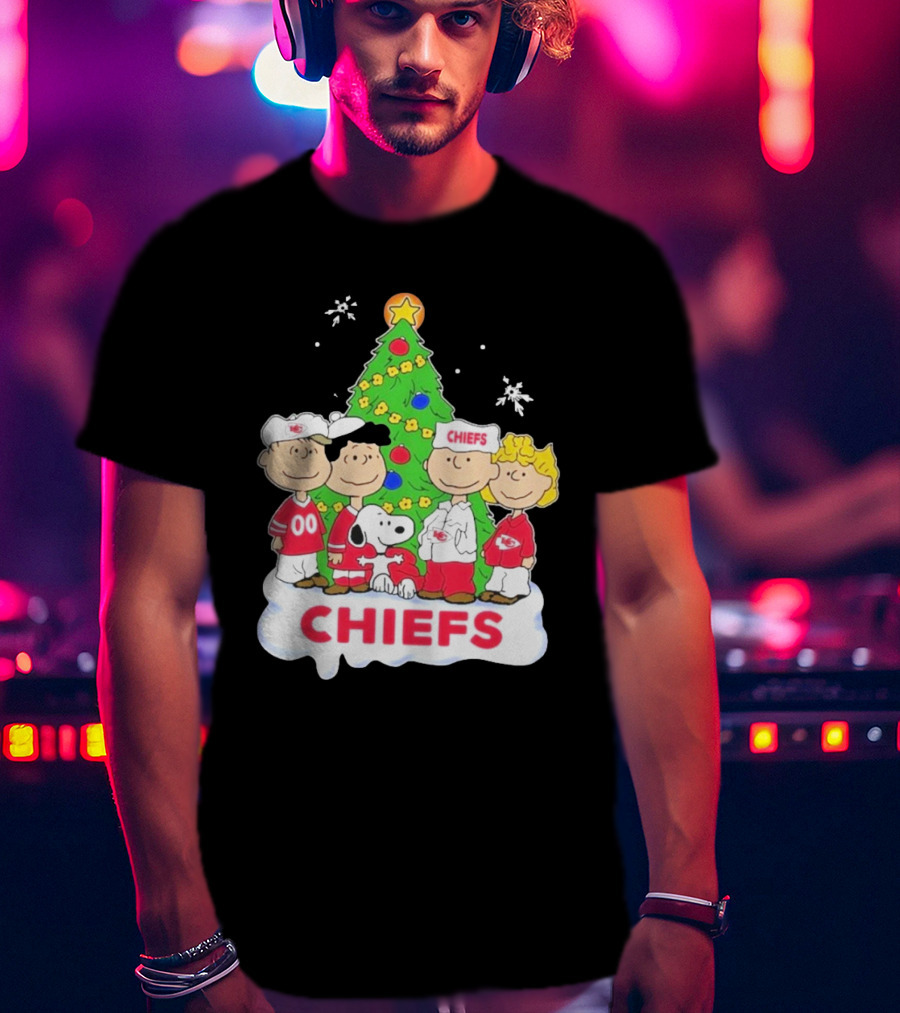 Kansas City Chiefs Snoopy Christmas Peanuts Characters Chiefs NFL Holiday T-Shirt