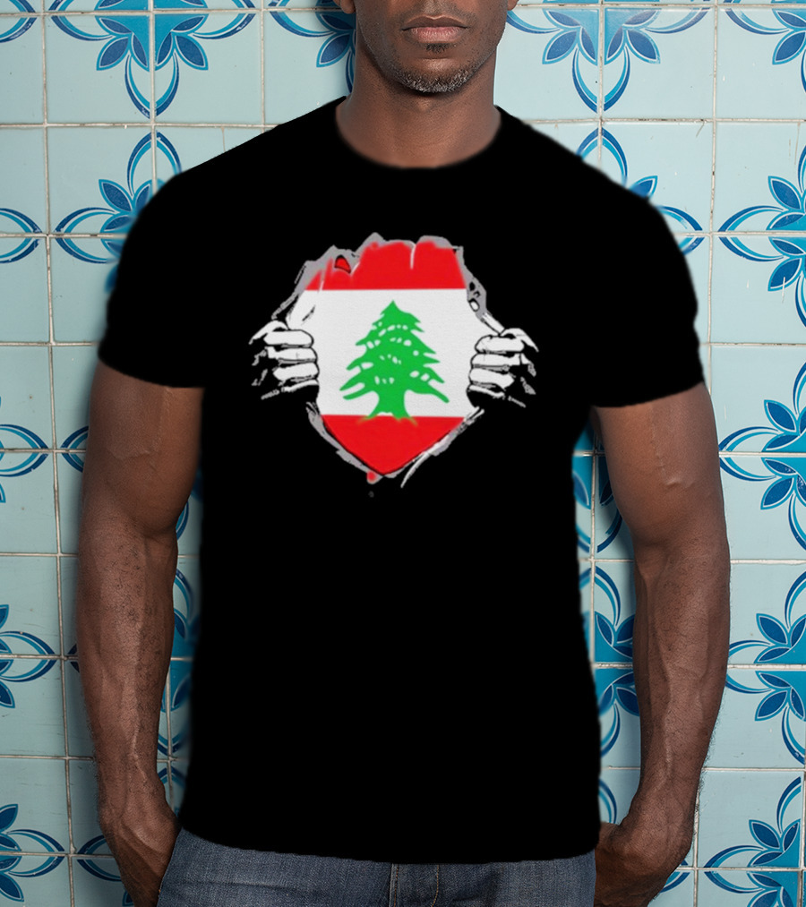 Lebanon Cedars Rugby League Lebanese Superhero Flag Icon T-Shirt