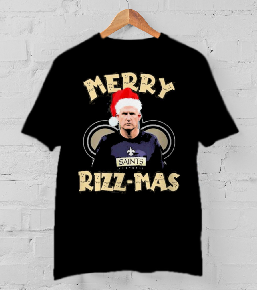 New Orleans Saints Merry Rizz-Mas Santa Hat Coach T-Shirt