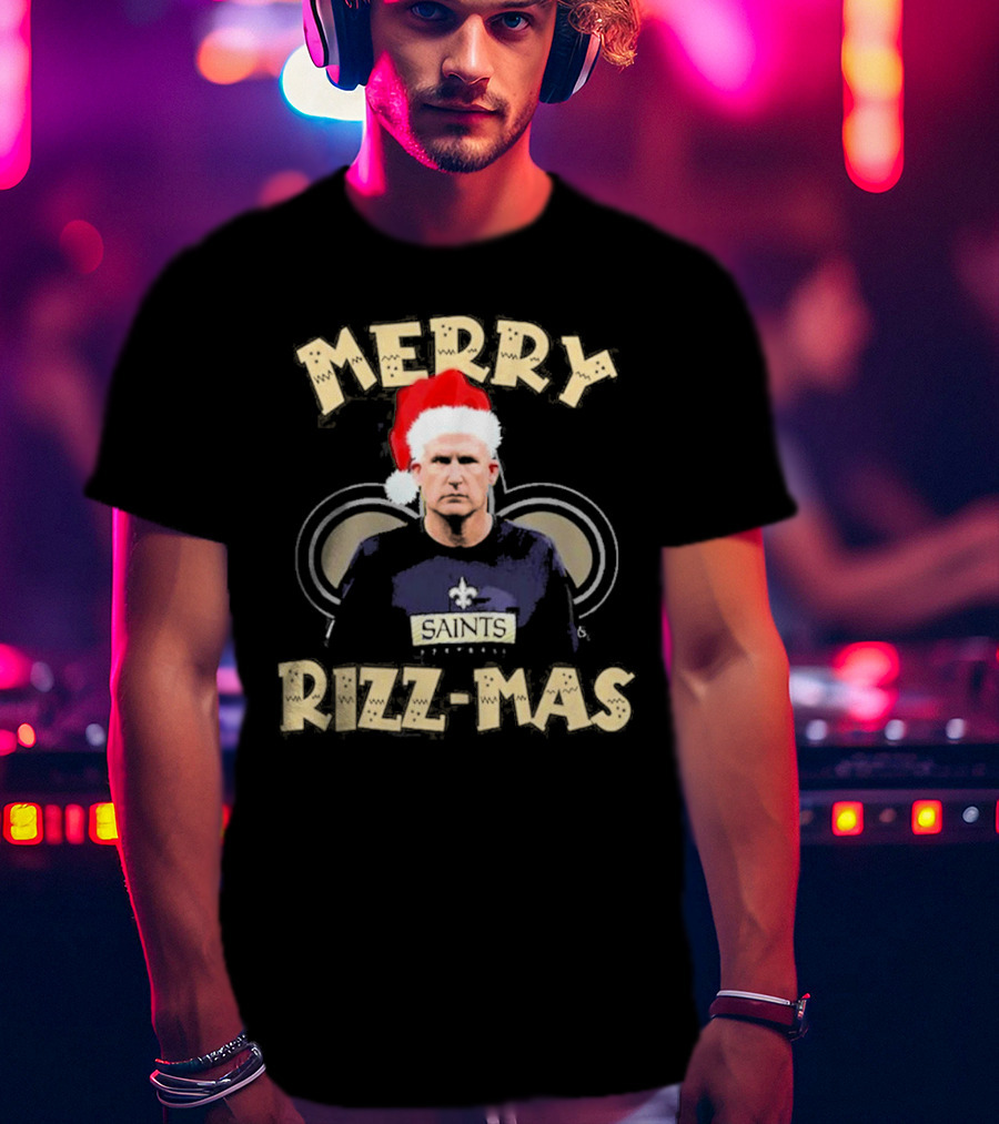 New Orleans Saints Merry Rizz-Mas Santa Hat Coach T-Shirt