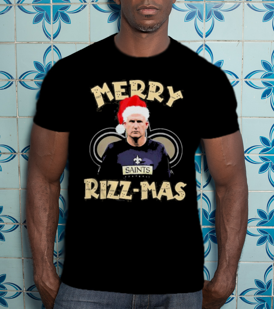 New Orleans Saints Merry Rizz-Mas Santa Hat Coach T-Shirt