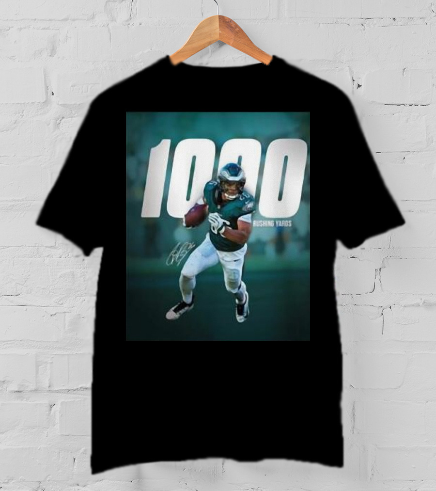 1000 Rushing Yards Football Player Signature T-Shirt