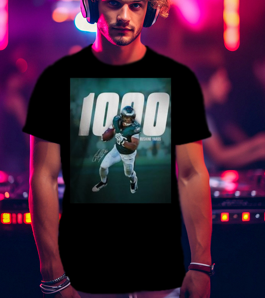 1000 Rushing Yards Football Player Signature T-Shirt