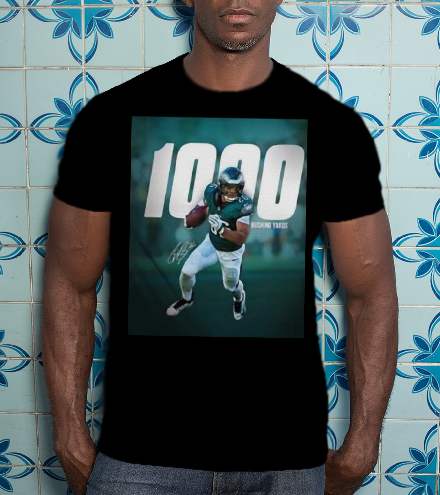1000 Rushing Yards Football Player Signature T-Shirt