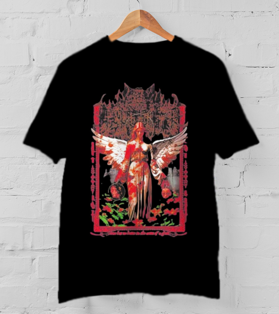 Warfare Angel Reap What This Life Has Sowed Gothic Winged Figure With Floral Accents T-Shirt