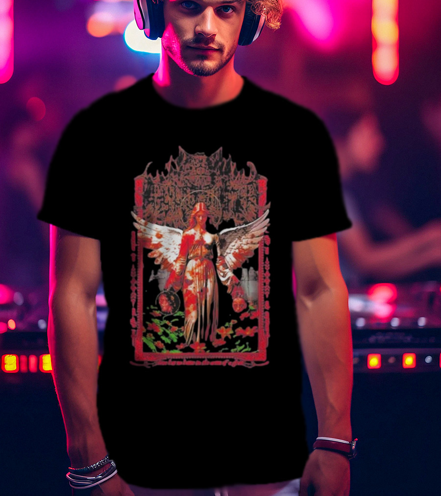 Warfare Angel Reap What This Life Has Sowed Gothic Winged Figure With Floral Accents T-Shirt