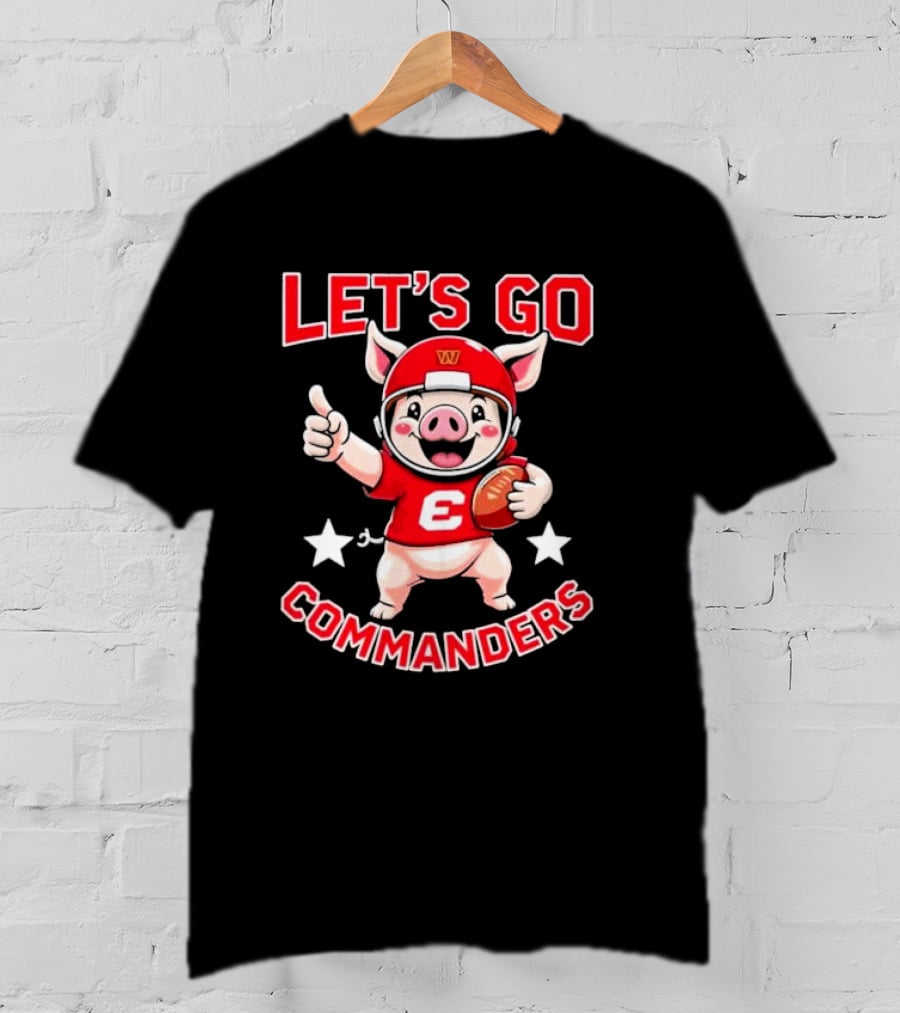 Let's Go Commanders Pig Mascot Thumbs Up Football T-Shirt